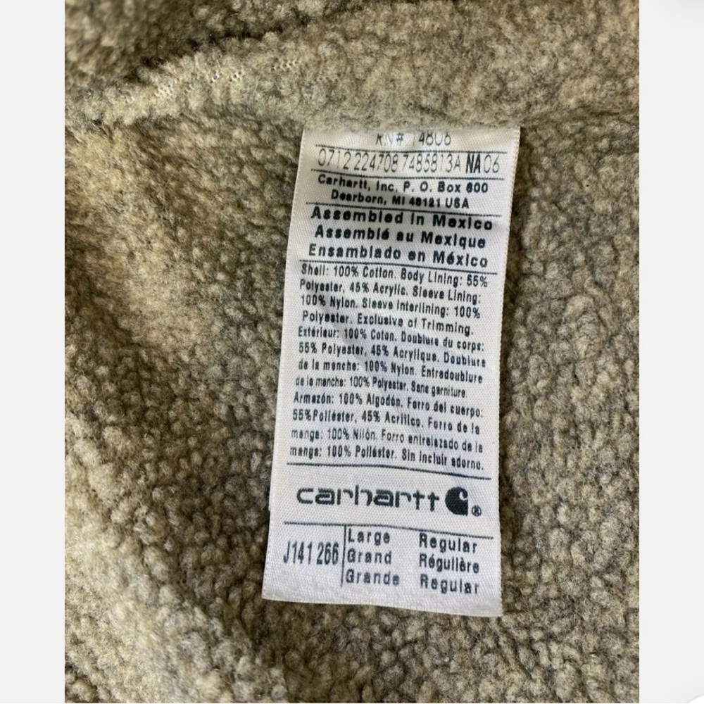 Carhartt J141 266 Jacket Full Zip Hooded Sherpa Lining Zipper Pocket Size Large - Picture 3 of 9